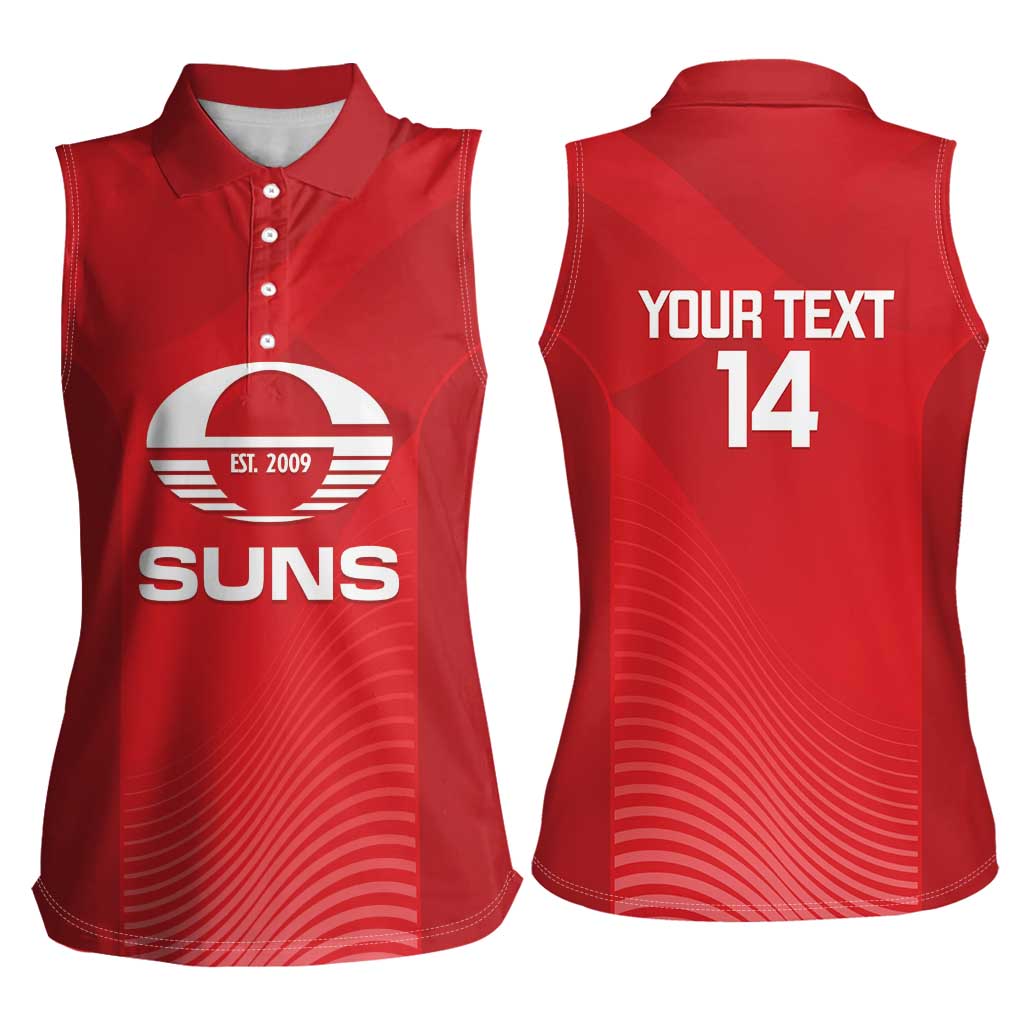Suns Football Custom Women Sleeveless Polo Shirt Gold Coast Est 2009 Deep Red - Aussie Hoodie