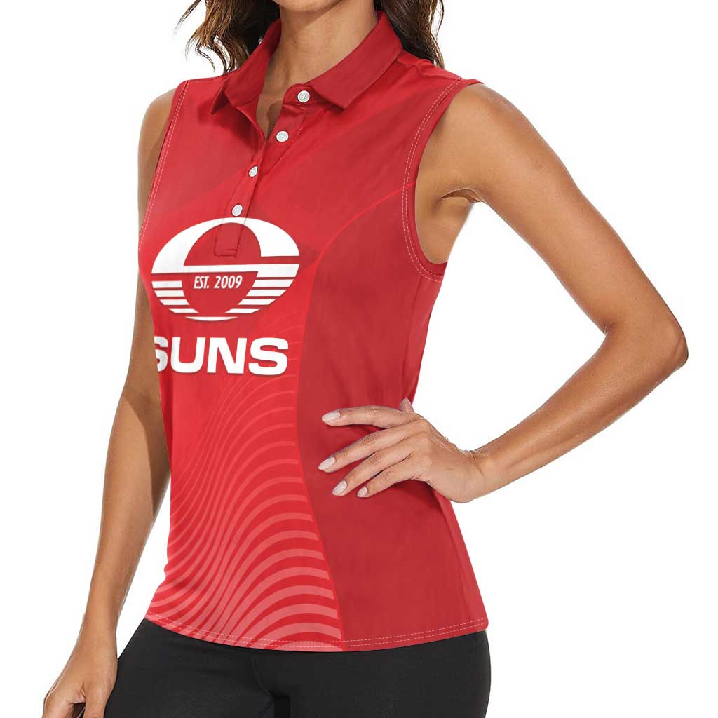Suns Football Custom Women Sleeveless Polo Shirt Gold Coast Est 2009 Deep Red - Aussie Hoodie