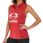 Suns Football Custom Women Sleeveless Polo Shirt Gold Coast Est 2009 Deep Red - Aussie Hoodie
