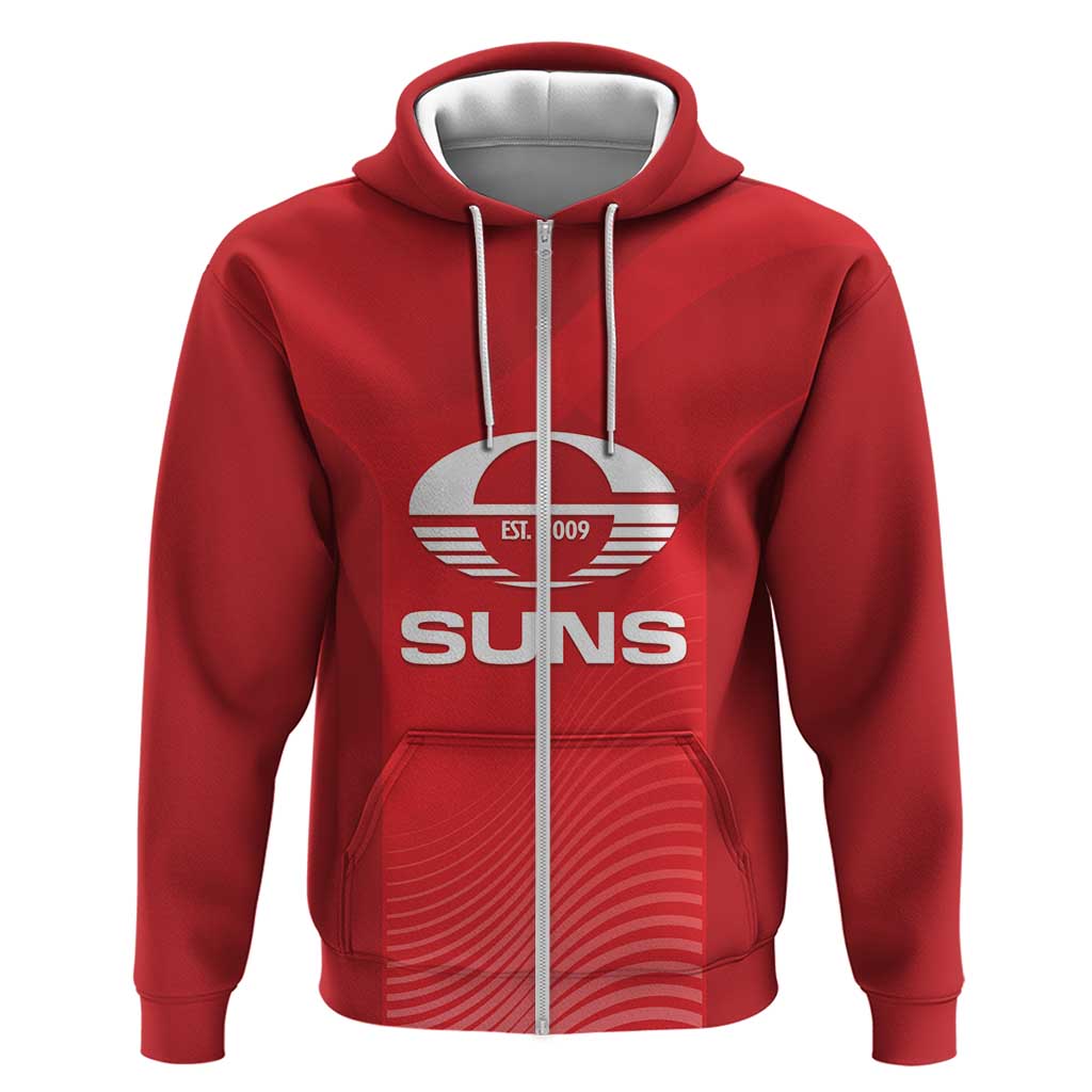 Suns Football Custom Zip Hoodie Gold Coast Est 2009 Deep Red - Aussie Hoodie