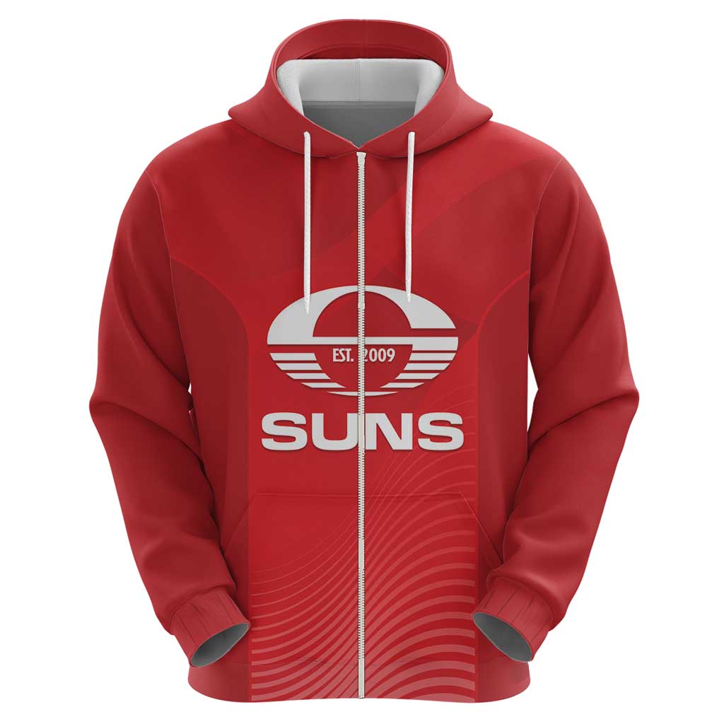 Suns Football Custom Zip Hoodie Gold Coast Est 2009 Deep Red - Aussie Hoodie