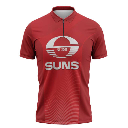Suns Football Custom Zipper Polo Shirt Gold Coast Est 2009 Deep Red - Aussie Hoodie