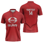 Suns Football Custom Zipper Polo Shirt Gold Coast Est 2009 Deep Red - Aussie Hoodie