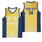 Suns Football Custom Basketball Jersey Gold Coast Est 2009 Sunburnt Gold - Aussie Hoodie