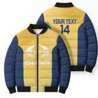 Suns Football Custom Bomber Puffer Jacket Gold Coast Est 2009 Sunburnt Gold - Aussie Hoodie