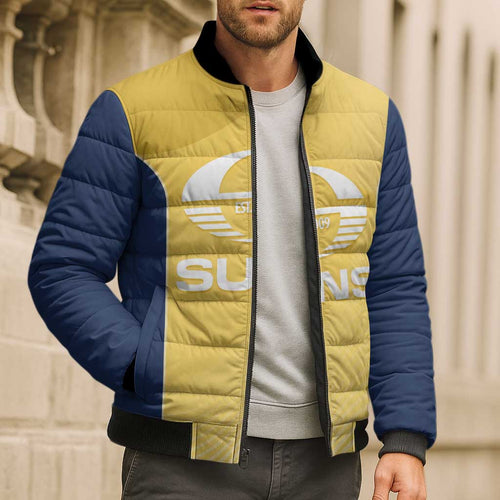 Suns Football Custom Bomber Puffer Jacket Gold Coast Est 2009 Sunburnt Gold - Aussie Hoodie