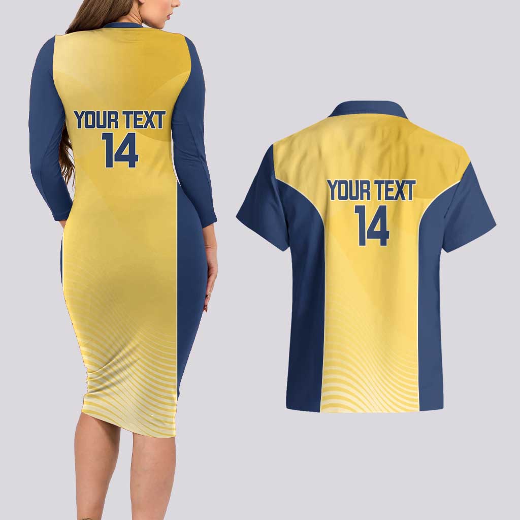 Suns Football Custom Couples Matching Long Sleeve Bodycon Dress and Hawaiian Shirt Gold Coast Est 2009 Sunburnt Gold - Aussie Hoodie