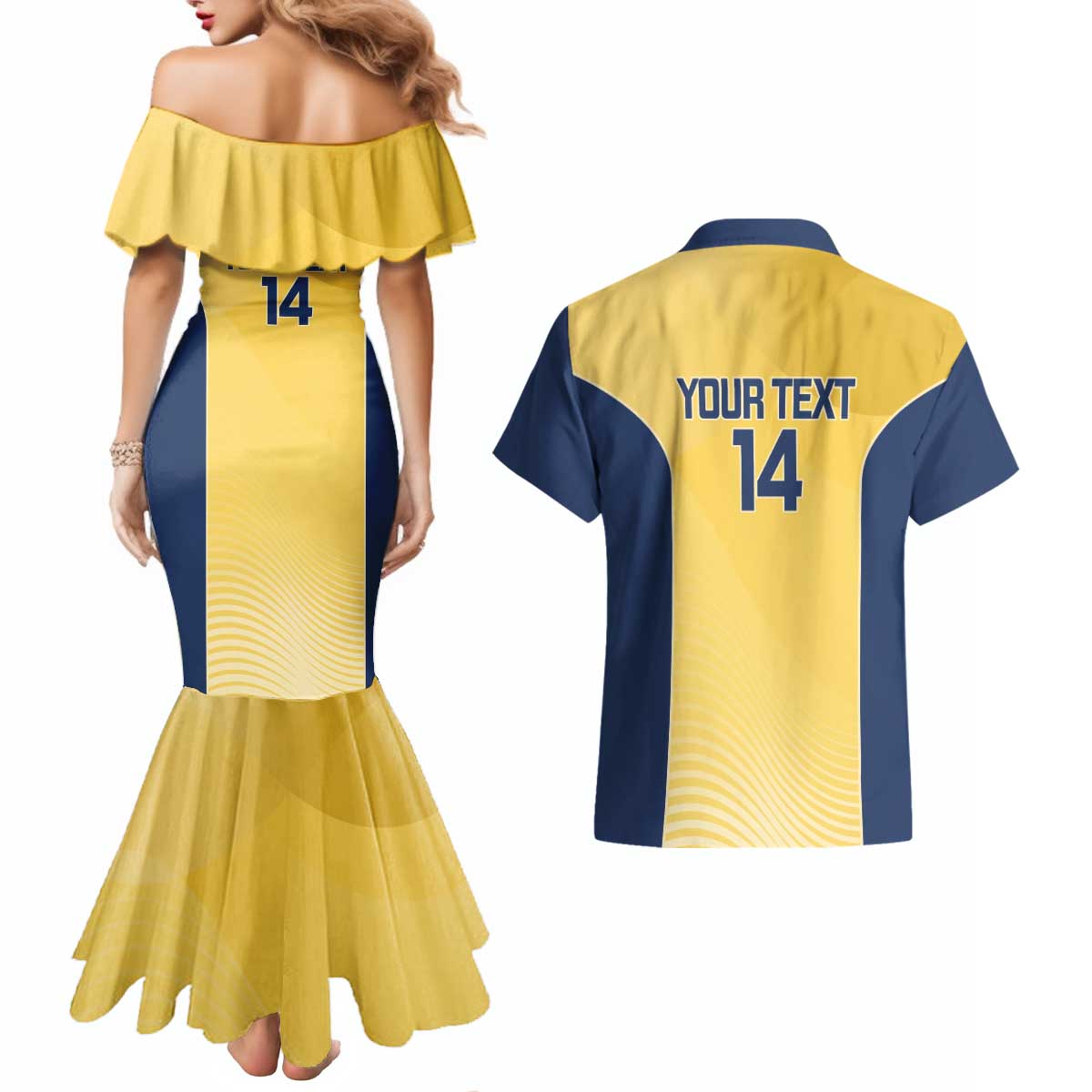 Suns Football Custom Couples Matching Mermaid Dress and Hawaiian Shirt Gold Coast Est 2009 Sunburnt Gold - Aussie Hoodie