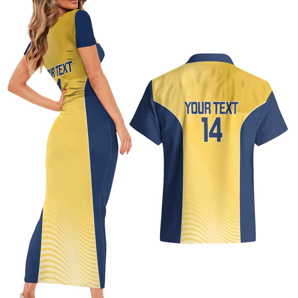 Suns Football Custom Couples Matching Short Sleeve Bodycon Dress and Hawaiian Shirt Gold Coast Est 2009 Sunburnt Gold - Aussie Hoodie