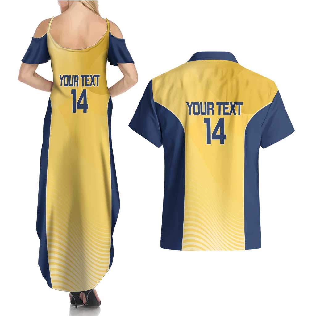 Suns Football Custom Couples Matching Summer Maxi Dress and Hawaiian Shirt Gold Coast Est 2009 Sunburnt Gold - Aussie Hoodie
