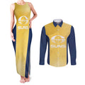 Suns Football Custom Couples Matching Tank Maxi Dress and Long Sleeve Button Shirt Gold Coast Est 2009 Sunburnt Gold - Aussie Hoodie