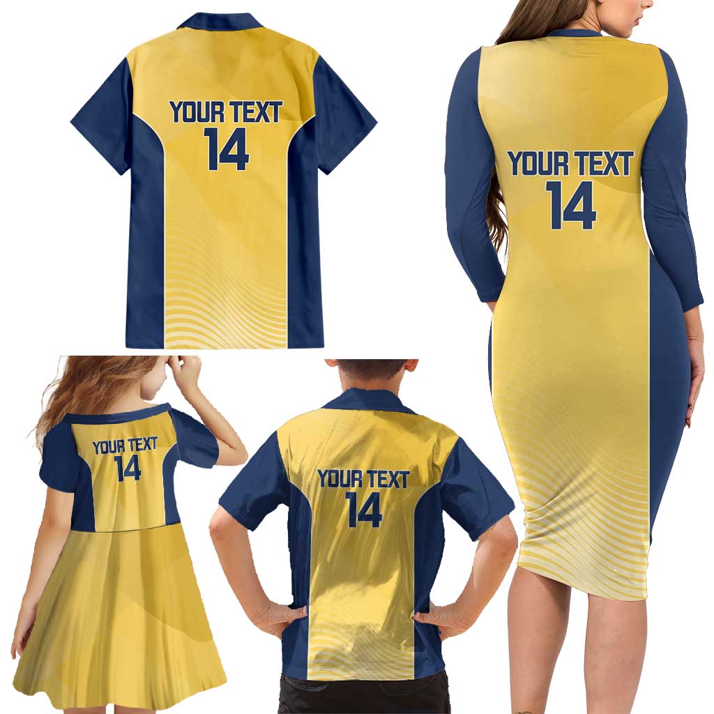 Suns Football Custom Family Matching Long Sleeve Bodycon Dress and Hawaiian Shirt Gold Coast Est 2009 Sunburnt Gold - Aussie Hoodie