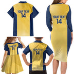 Suns Football Custom Family Matching Long Sleeve Bodycon Dress and Hawaiian Shirt Gold Coast Est 2009 Sunburnt Gold - Aussie Hoodie
