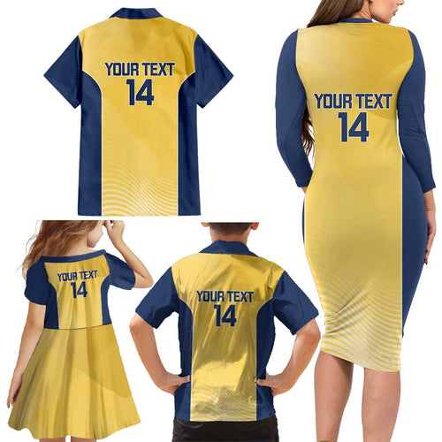 Suns Football Custom Family Matching Long Sleeve Bodycon Dress and Hawaiian Shirt Gold Coast Est 2009 Sunburnt Gold - Aussie Hoodie