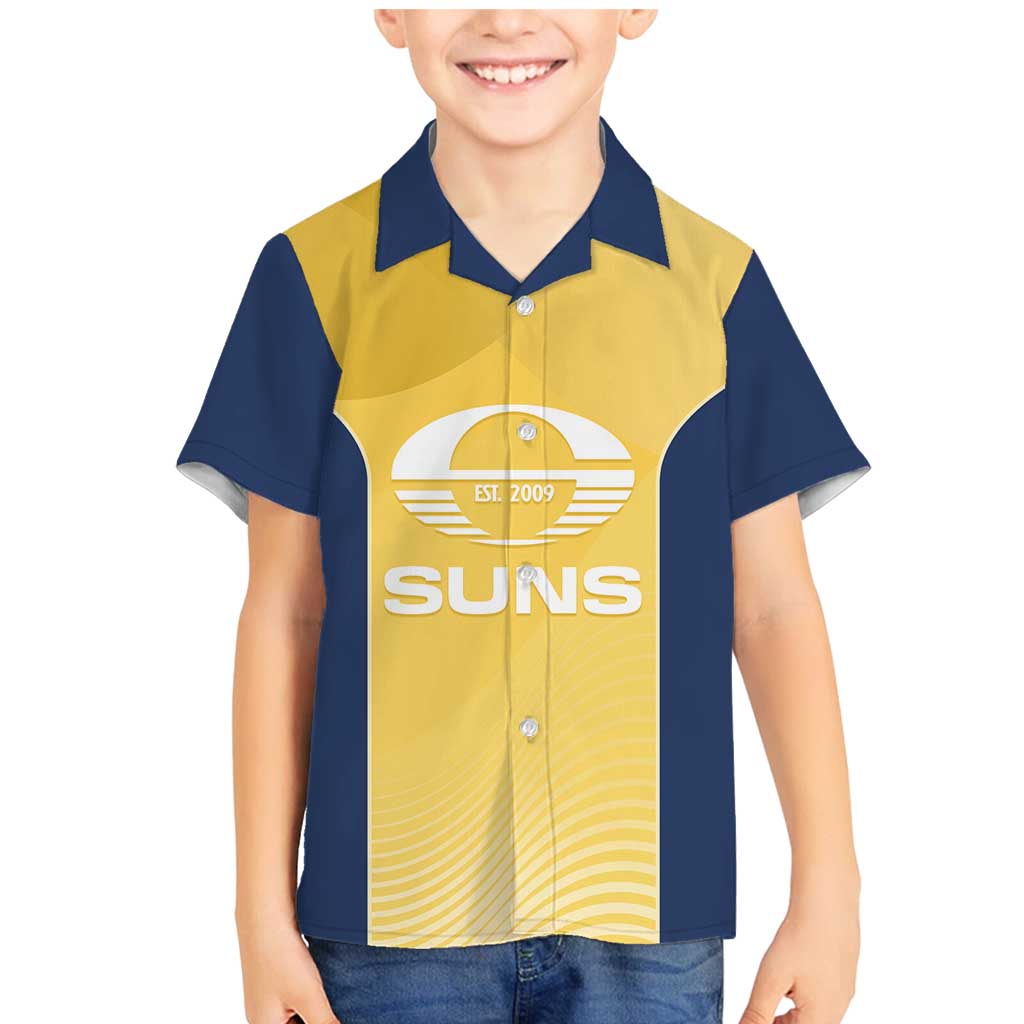 Suns Football Custom Family Matching Mermaid Dress and Hawaiian Shirt Gold Coast Est 2009 Sunburnt Gold - Aussie Hoodie