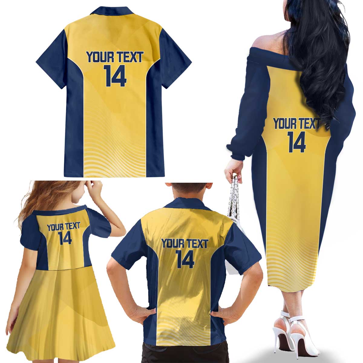Suns Football Custom Family Matching Off The Shoulder Long Sleeve Dress and Hawaiian Shirt Gold Coast Est 2009 Sunburnt Gold - Aussie Hoodie