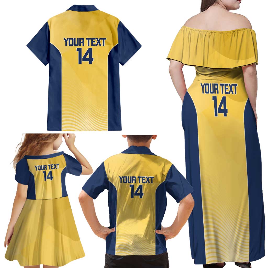 Suns Football Custom Family Matching Off Shoulder Maxi Dress and Hawaiian Shirt Gold Coast Est 2009 Sunburnt Gold - Aussie Hoodie