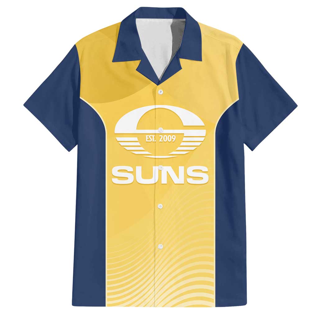 Suns Football Custom Family Matching Off Shoulder Maxi Dress and Hawaiian Shirt Gold Coast Est 2009 Sunburnt Gold - Aussie Hoodie