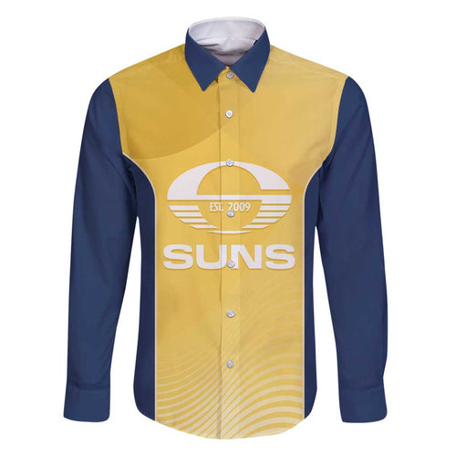 Suns Football Custom Family Matching Off Shoulder Maxi Dress and Hawaiian Shirt Gold Coast Est 2009 Sunburnt Gold - Aussie Hoodie