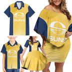 Suns Football Custom Family Matching Off Shoulder Short Dress and Hawaiian Shirt Gold Coast Est 2009 Sunburnt Gold - Aussie Hoodie