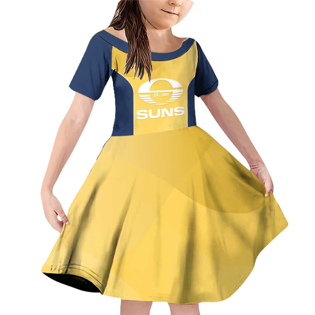 Suns Football Custom Family Matching Off Shoulder Short Dress and Hawaiian Shirt Gold Coast Est 2009 Sunburnt Gold - Aussie Hoodie