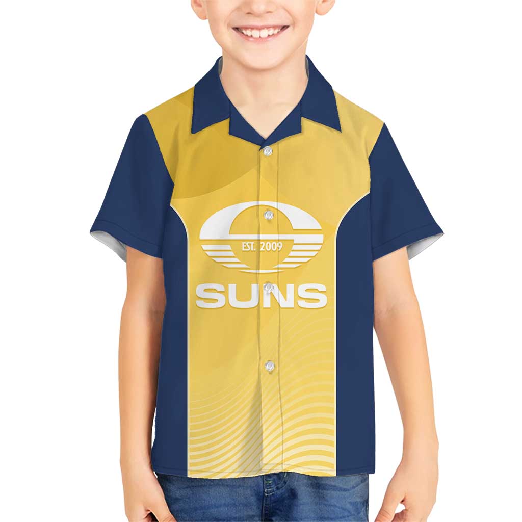 Suns Football Custom Family Matching Off Shoulder Short Dress and Hawaiian Shirt Gold Coast Est 2009 Sunburnt Gold - Aussie Hoodie