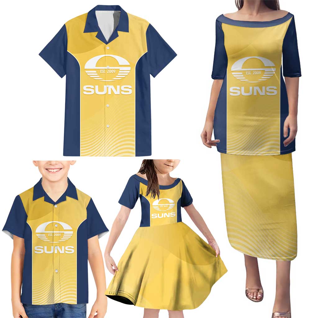 Suns Football Custom Family Matching Puletasi and Hawaiian Shirt Gold Coast Est 2009 Sunburnt Gold - Aussie Hoodie