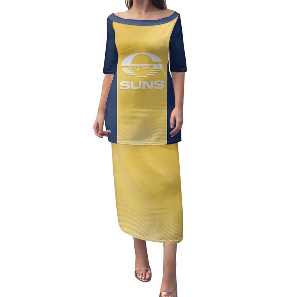 Suns Football Custom Family Matching Puletasi and Hawaiian Shirt Gold Coast Est 2009 Sunburnt Gold - Aussie Hoodie