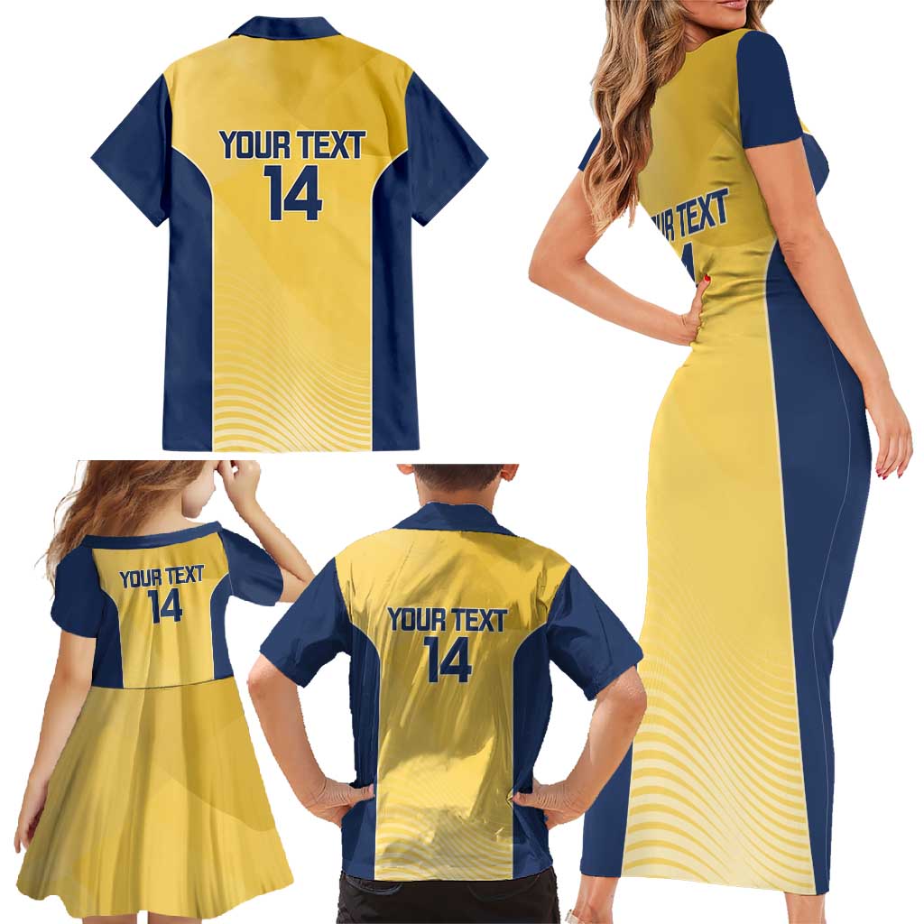 Suns Football Custom Family Matching Short Sleeve Bodycon Dress and Hawaiian Shirt Gold Coast Est 2009 Sunburnt Gold - Aussie Hoodie