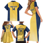 Suns Football Custom Family Matching Short Sleeve Bodycon Dress and Hawaiian Shirt Gold Coast Est 2009 Sunburnt Gold - Aussie Hoodie