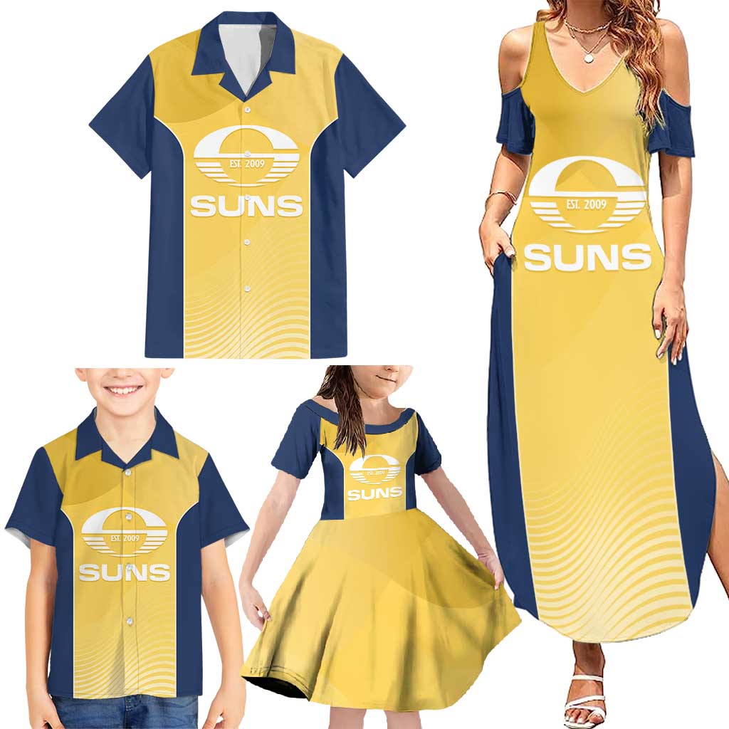 Suns Football Custom Family Matching Summer Maxi Dress and Hawaiian Shirt Gold Coast Est 2009 Sunburnt Gold - Aussie Hoodie