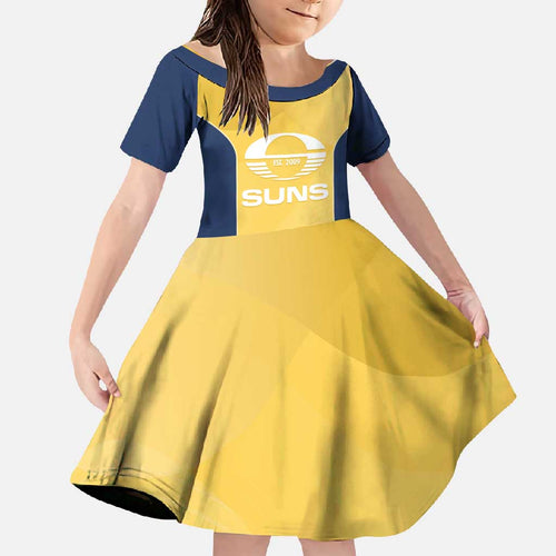 Suns Football Custom Family Matching Tank Maxi Dress and Hawaiian Shirt Gold Coast Est 2009 Sunburnt Gold - Aussie Hoodie