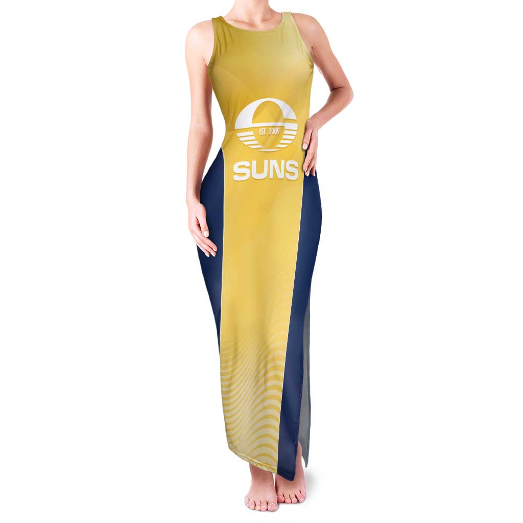 Suns Football Custom Family Matching Tank Maxi Dress and Hawaiian Shirt Gold Coast Est 2009 Sunburnt Gold - Aussie Hoodie