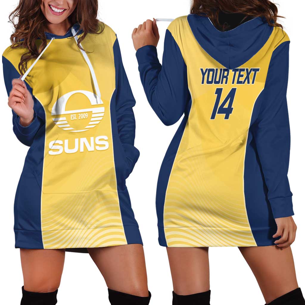 Suns Football Custom Hoodie Dress Gold Coast Est 2009 Sunburnt Gold - Aussie Hoodie