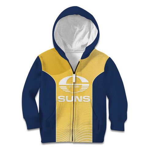 Suns Football Custom Kid Hoodie Gold Coast Est 2009 Sunburnt Gold - Aussie Hoodie