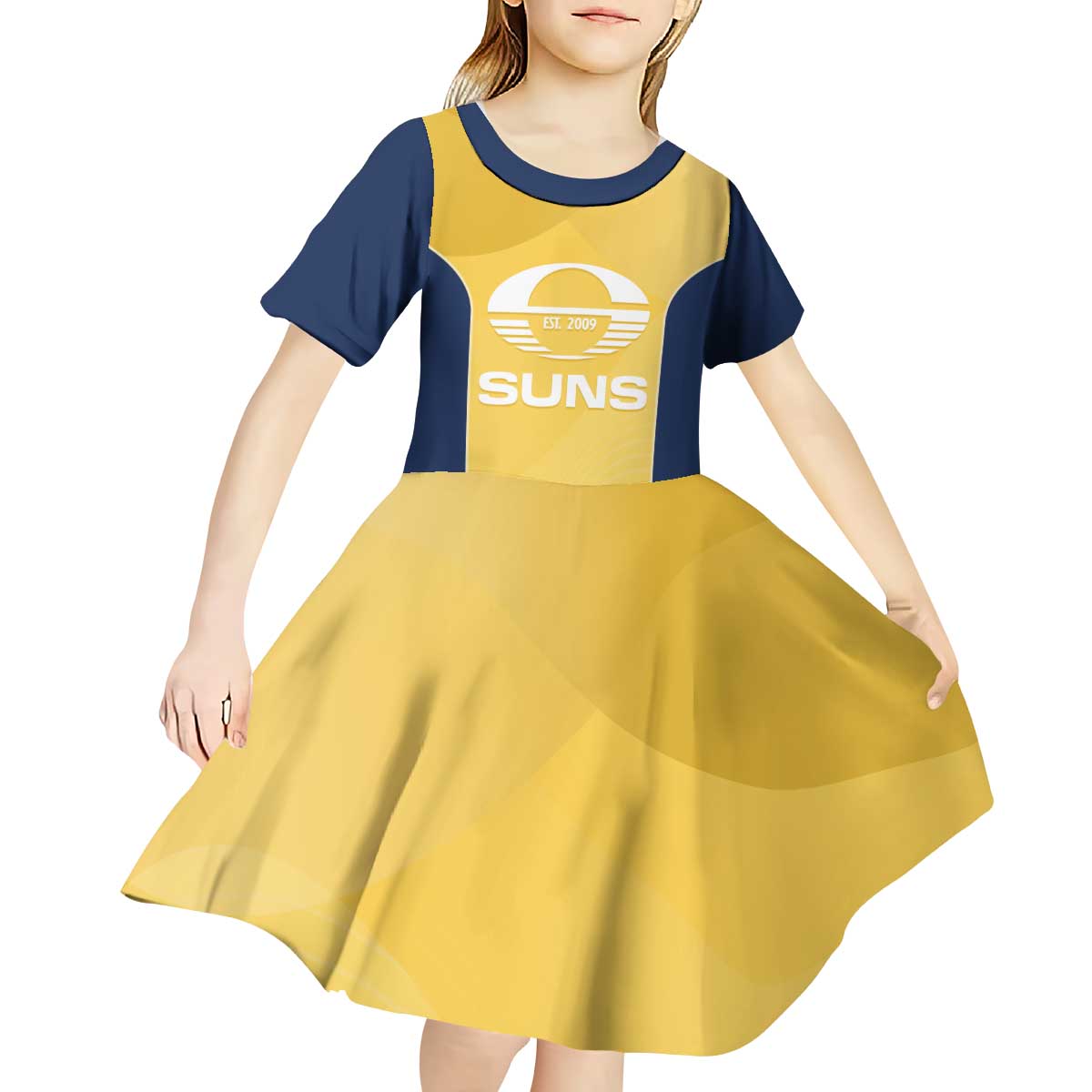Suns Football Custom Kid Short Sleeve Dress Gold Coast Est 2009 Sunburnt Gold - Aussie Hoodie