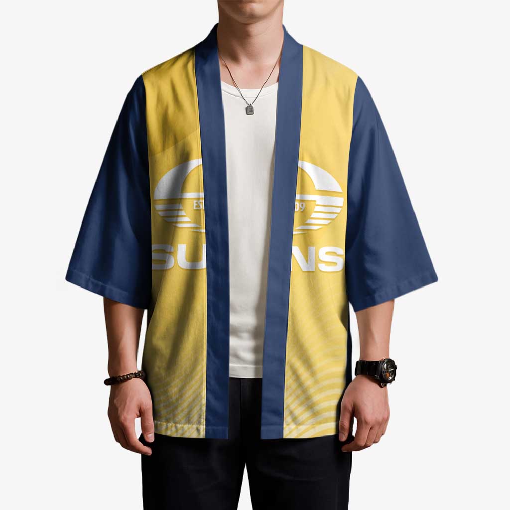 Suns Football Custom Kimono Gold Coast Est 2009 Sunburnt Gold - Aussie Hoodie