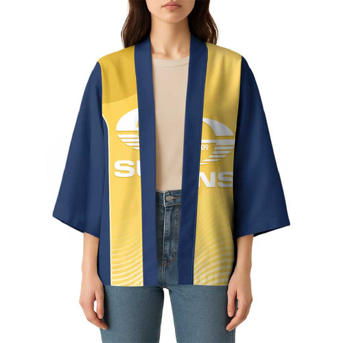 Suns Football Custom Kimono Gold Coast Est 2009 Sunburnt Gold - Aussie Hoodie