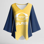 Suns Football Custom Kimono Sleeve Blouse Gold Coast Est 2009 Sunburnt Gold - Aussie Hoodie