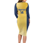Suns Football Custom Long Sleeve Bodycon Dress Gold Coast Est 2009 Sunburnt Gold - Aussie Hoodie