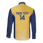 Suns Football Custom Long Sleeve Button Shirt Gold Coast Est 2009 Sunburnt Gold - Aussie Hoodie