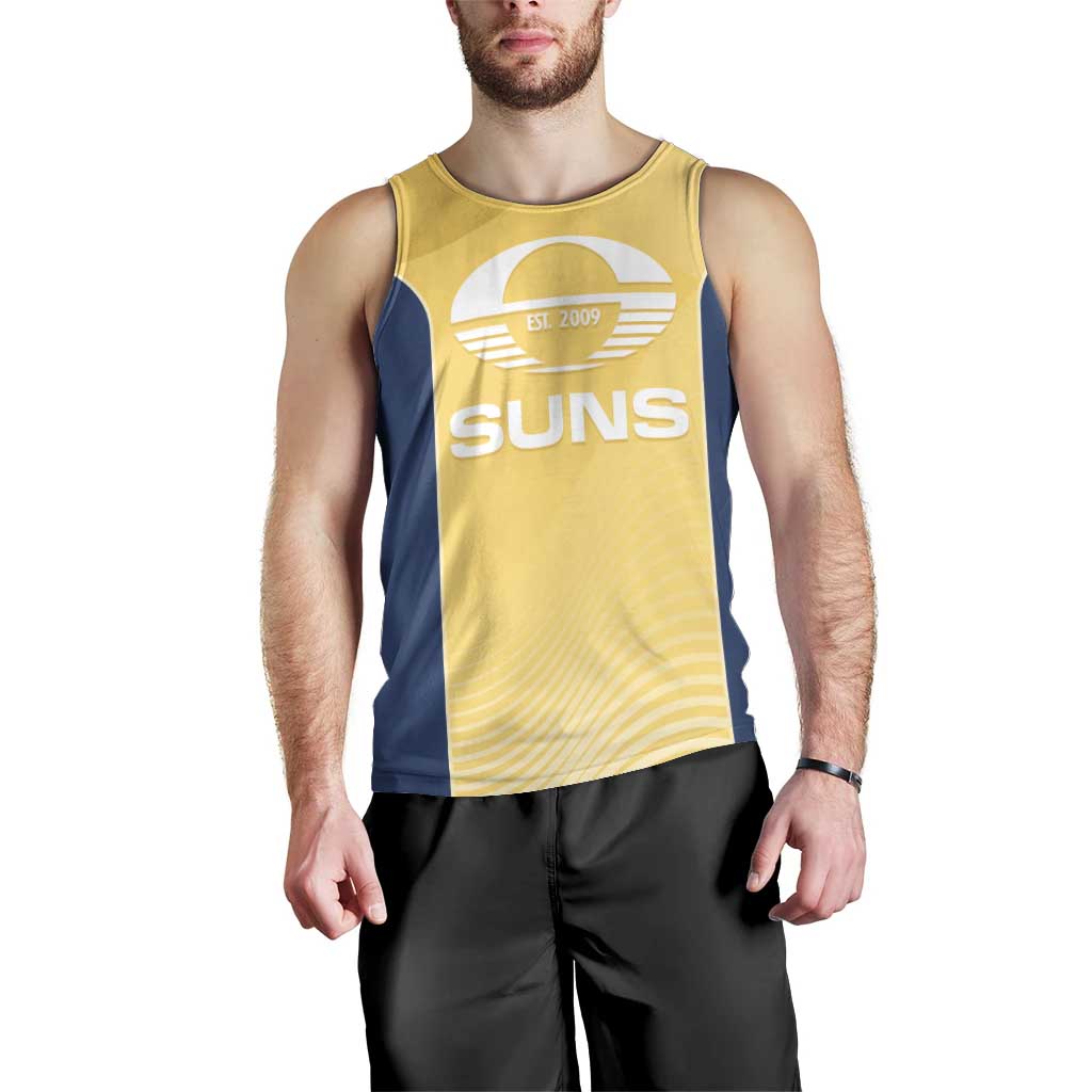 Suns Football Custom Men Tank Top Gold Coast Est 2009 Sunburnt Gold - Aussie Hoodie