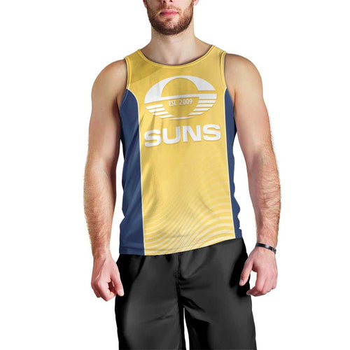 Suns Football Custom Men Tank Top Gold Coast Est 2009 Sunburnt Gold - Aussie Hoodie