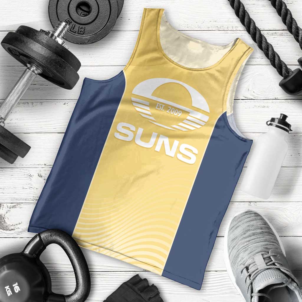 Suns Football Custom Men Tank Top Gold Coast Est 2009 Sunburnt Gold - Aussie Hoodie