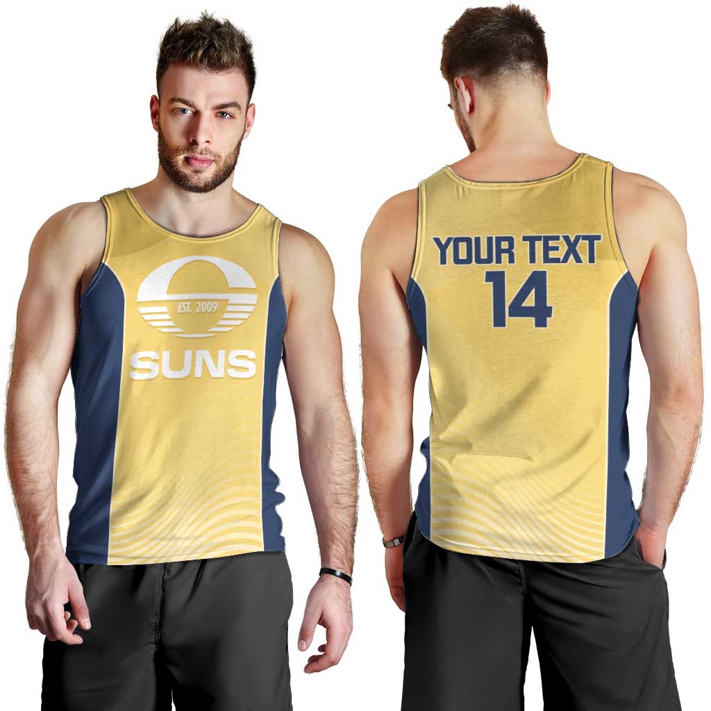 Suns Football Custom Men Tank Top Gold Coast Est 2009 Sunburnt Gold - Aussie Hoodie