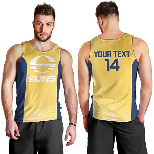 Suns Football Custom Men Tank Top Gold Coast Est 2009 Sunburnt Gold - Aussie Hoodie