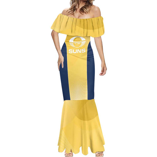 Suns Football Custom Mermaid Dress Gold Coast Est 2009 Sunburnt Gold - Aussie Hoodie