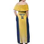 Suns Football Custom Off Shoulder Maxi Dress Gold Coast Est 2009 Sunburnt Gold - Aussie Hoodie