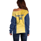 Suns Football Custom Off Shoulder Sweater Gold Coast Est 2009 Sunburnt Gold - Aussie Hoodie