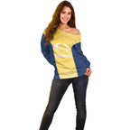 Suns Football Custom Off Shoulder Sweater Gold Coast Est 2009 Sunburnt Gold - Aussie Hoodie